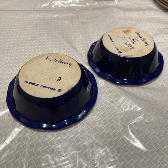 Emile Henry France Blue Scalloped Edge Mini Pie Tart Dish France 5.5" Set of 2 - Picture 11 of 11